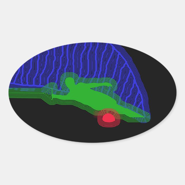 Pegatina Ovalada Esquiador de agua Slalom Neon Spray (Anverso)