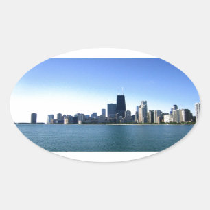 Pegatina Ovalada Esquina de Chicago