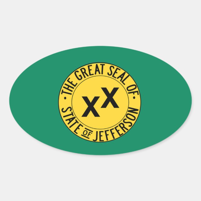 Pegatina Ovalada Estado de Jefferson (Anverso)