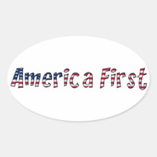 Pegatina Ovalada Estados Unidos primer patriota de tipografía con b