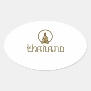 Pegatina Ovalada Estatua del oro de Tailandia