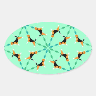 Pegatina Ovalada Estilo Beagle