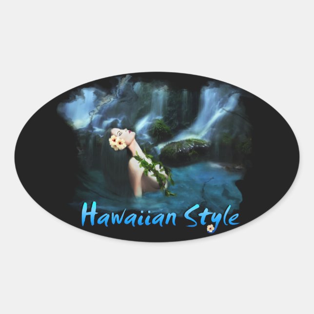 Pegatina Ovalada Estilo Hawaiiam (Anverso)