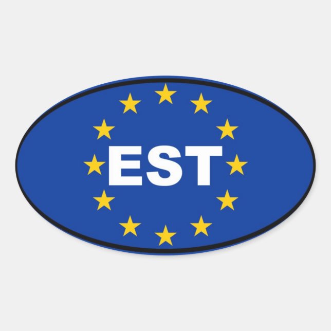 Pegatina Ovalada Estonia - EST - Unión Europea (Anverso)