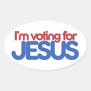 Pegatina Ovalada Estoy votando por Jesucristo