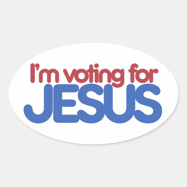 Pegatina Ovalada Estoy votando por Jesucristo (Anverso)