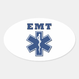 Pegatina Ovalada Estrella de la vida de EMT