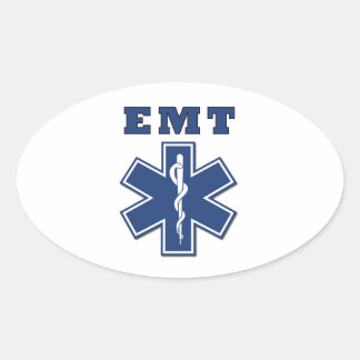 Pegatina Ovalada Estrella de la vida de EMT