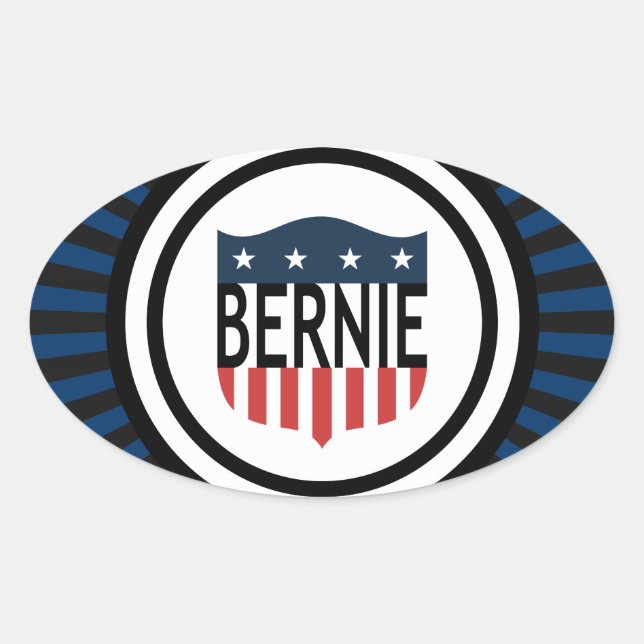 Pegatina Ovalada Estrellas de BERNIE (Anverso)