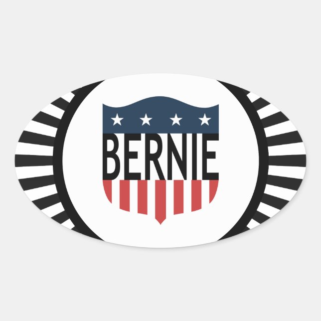 Pegatina Ovalada Estrellas de BERNIE (Anverso)