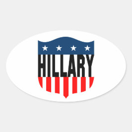 Pegatina Ovalada estrellas de hillary clinton y rayas