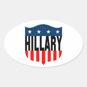Pegatina Ovalada estrellas de hillary clinton y rayas