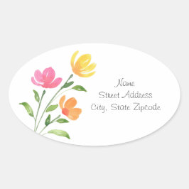 Pegatina Ovalada Estrellas florales amarillas, Naranjas, color de a