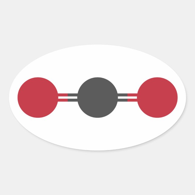 Pegatina Ovalada Estructura molecular de CO2 (Anverso)