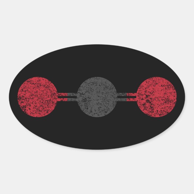 Pegatina Ovalada Estructura molecular del dióxido de carbono (Anverso)