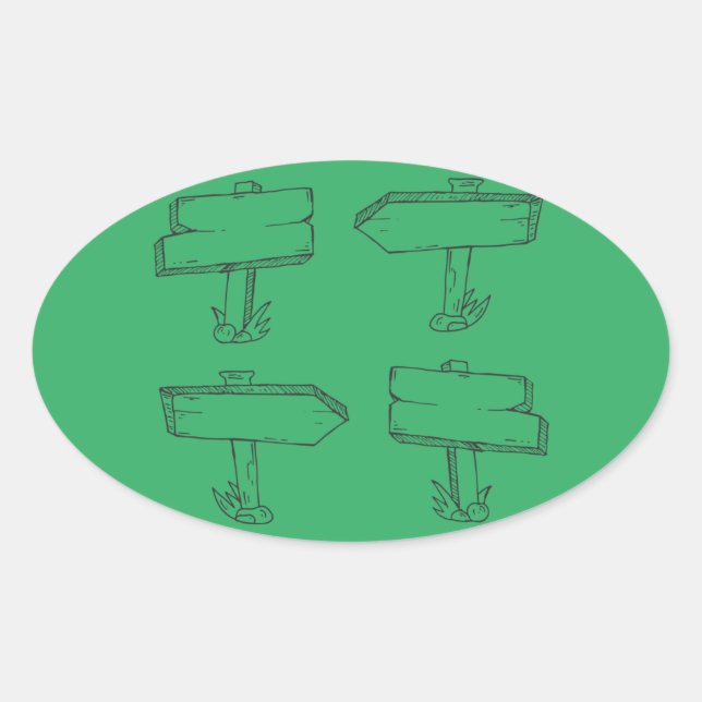 Pegatina Ovalada etiqueta-de-dibujos-animados-de-madera (Anverso)