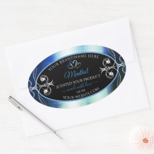 Pegatina Ovalada Etiquetas de producto Verde azulado azul naranja s