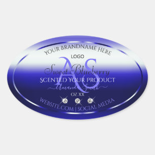 Pegatina Ovalada Etiquetas de productos Blue Shimmery logotipo de j