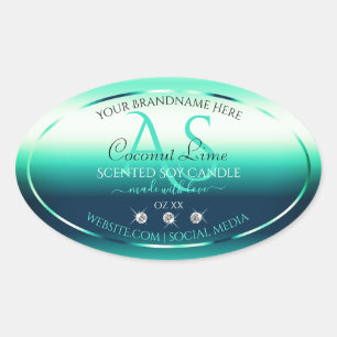 Pegatina Ovalada Etiquetas verde azuladas de productos Shimmery Dia