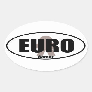 Pegatina Ovalada Euro Gamer Funny Meeple Tabletop Decal Style