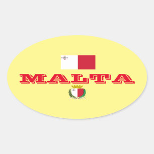 Pegatina Ovalada Euro-Pegatina de Malta