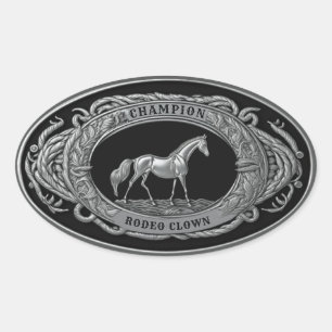 Pegatina Ovalada Evento deportivo Champion Rodeo Clown Western Buck