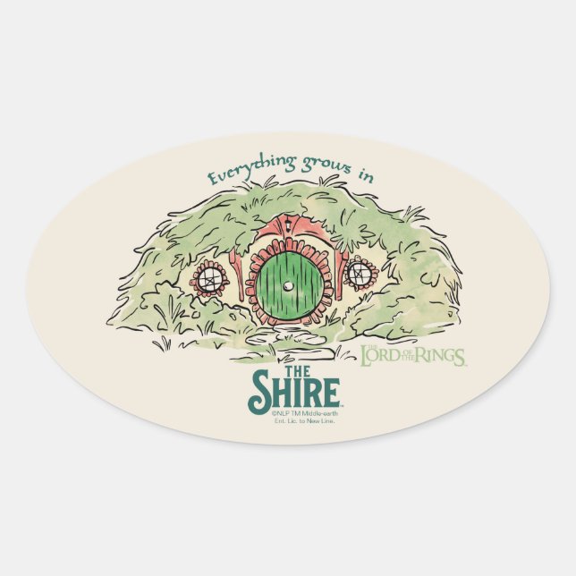 Pegatina Ovalada Everything Grows in THE SHIRE™ (Anverso)