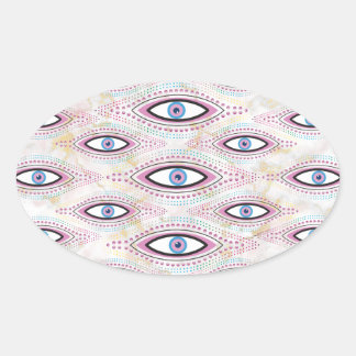 Pegatina Ovalada Evil Eye Illustrated eye colorido