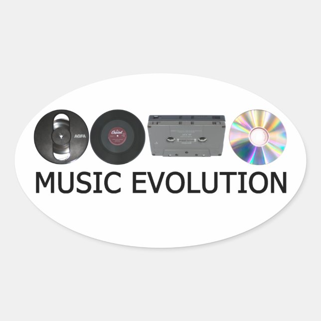 Pegatina Ovalada Evolución musical (Anverso)