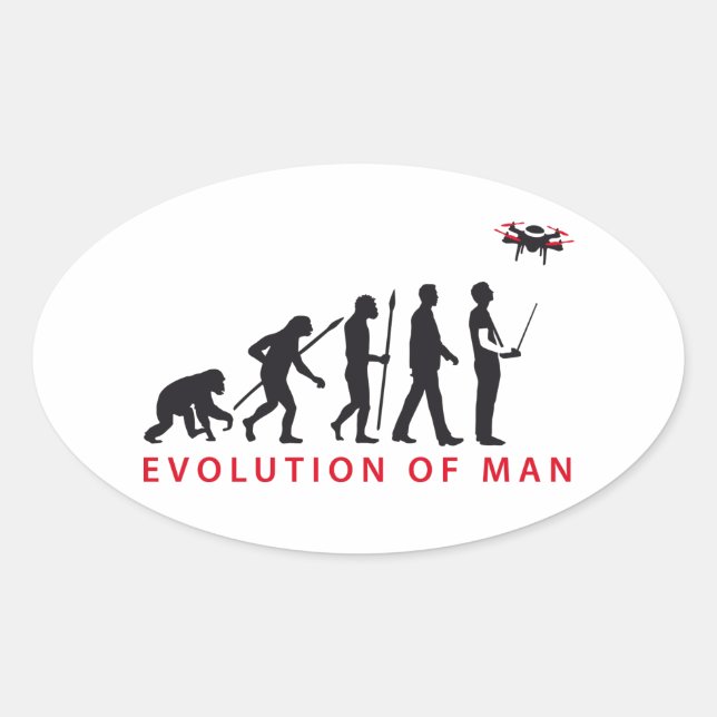 Pegatina Ovalada evolution of usted controlling drone (Anverso)