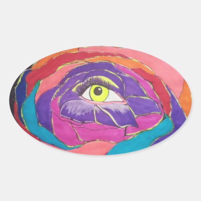 Pegatina Ovalada Excelencia Floreciente (Anverso)