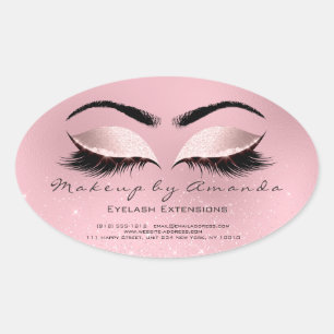 Pegatina Ovalada Extensión Eyelash Ronda de maquillaje Artista Rosa