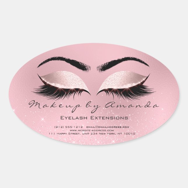 Pegatina Ovalada Extensión Eyelash Ronda de maquillaje Artista Rosa (Anverso)