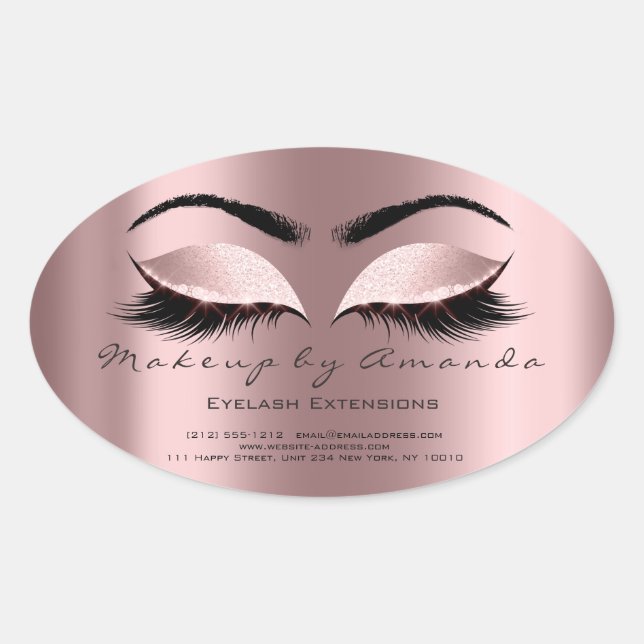 Pegatina Ovalada Extensión Eyelash Ronda de maquillaje Artista Rosa (Anverso)