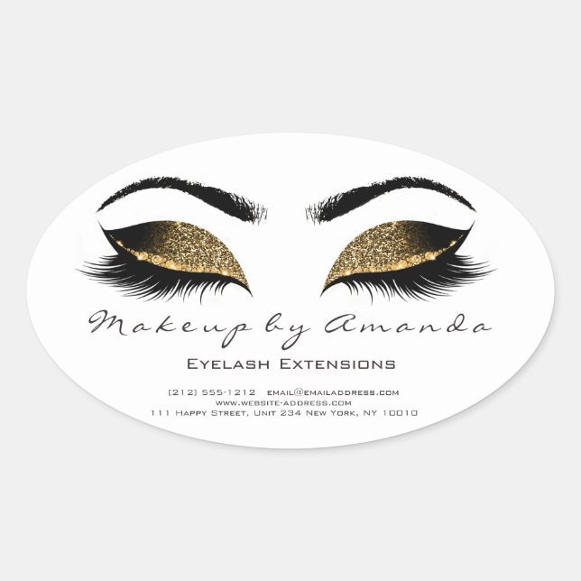 Pegatina Ovalada Extensión Eyelash Ronda de maquillaje Artista Saló (Anverso)