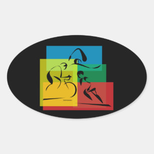 Pegatina Ovalada Extracto colorido del Triathlon