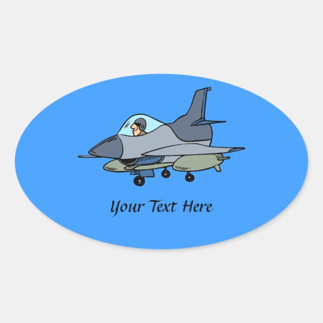 Pegatina Ovalada F16 Falcon Y Diseño Personalizado Piloto (Anverso)