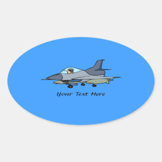 Pegatina Ovalada F16 Falcon Y Diseño Personalizado Piloto