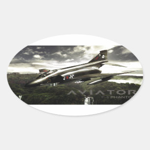 Pegatina Ovalada F-4 Phantom Fighter Jet