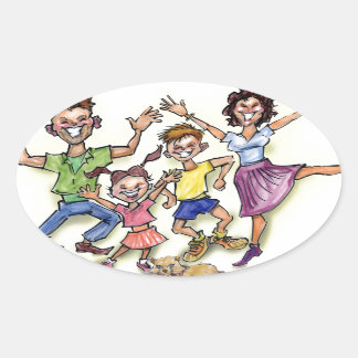 Pegatina Ovalada Familia feliz