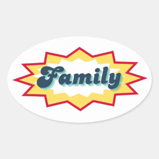 Pegatina Ovalada Family Sticker, comic book pop design