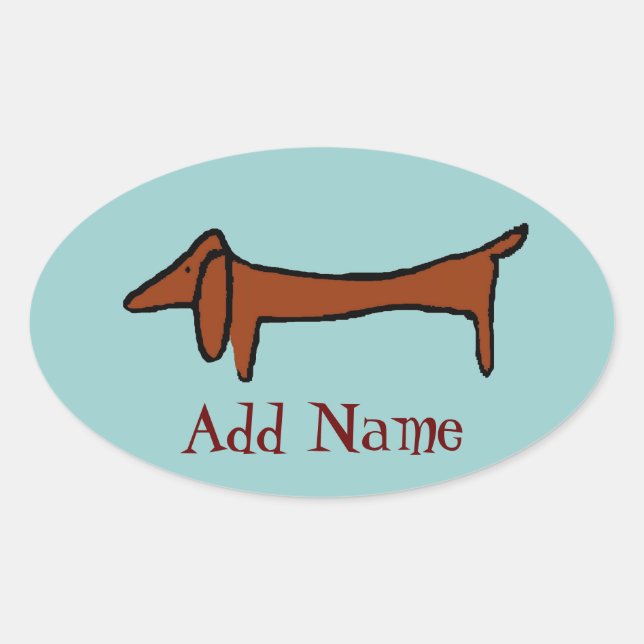 Pegatina Ovalada Famoso resumen de Dachshund (Anverso)