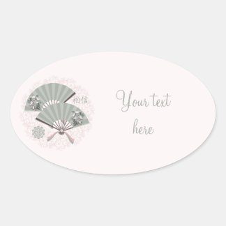 Pegatina Ovalada Fanáticos ecologistas florales de Asia "Crean" en