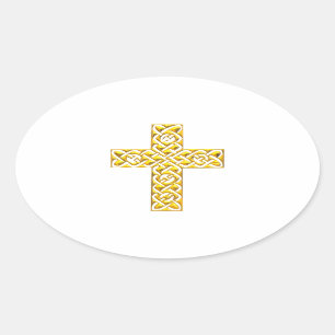 Pegatina Ovalada Fancy Golden Cross