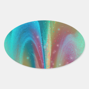 Pegatina Ovalada Fantasía de la nebulosa en explosión Galaxia Arte