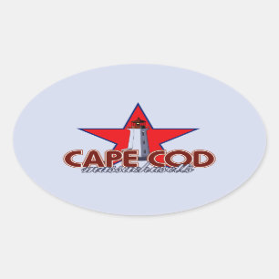 Pegatina Ovalada Faro de Cape Cod