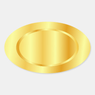 Pegatina Ovalada Faux Gold Metallic Look Blank Trendy Template