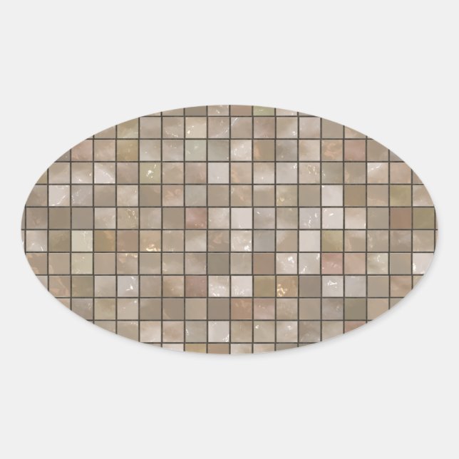Pegatina Ovalada Faux Tan Floor Tile Image (Anverso)