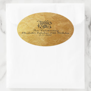 Pegatina Ovalada Favor de cumpleaños o boda minimalista lujoso