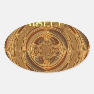 Pegatina Ovalada Felices vacaciones Circular Arte Imprimir/Diseño